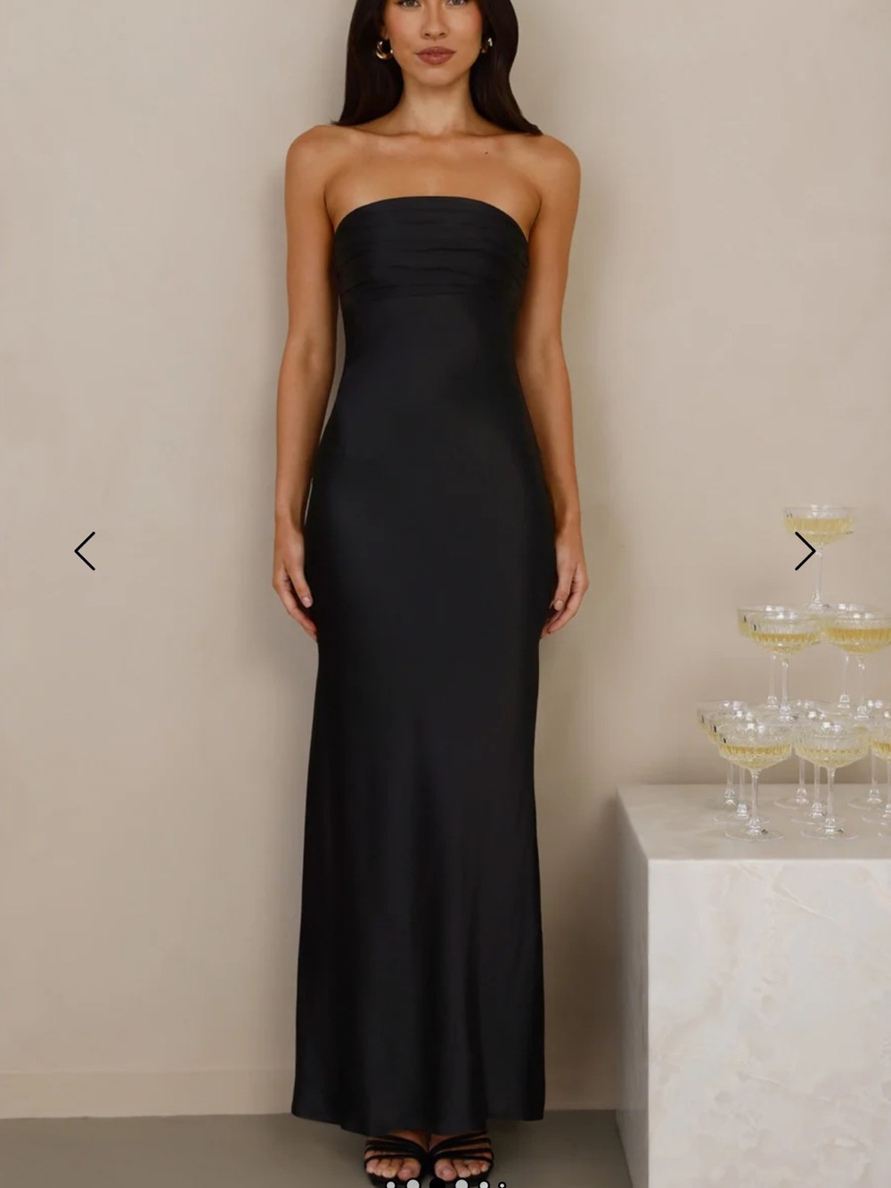 Hello Molly Strapless Black Satin Gown